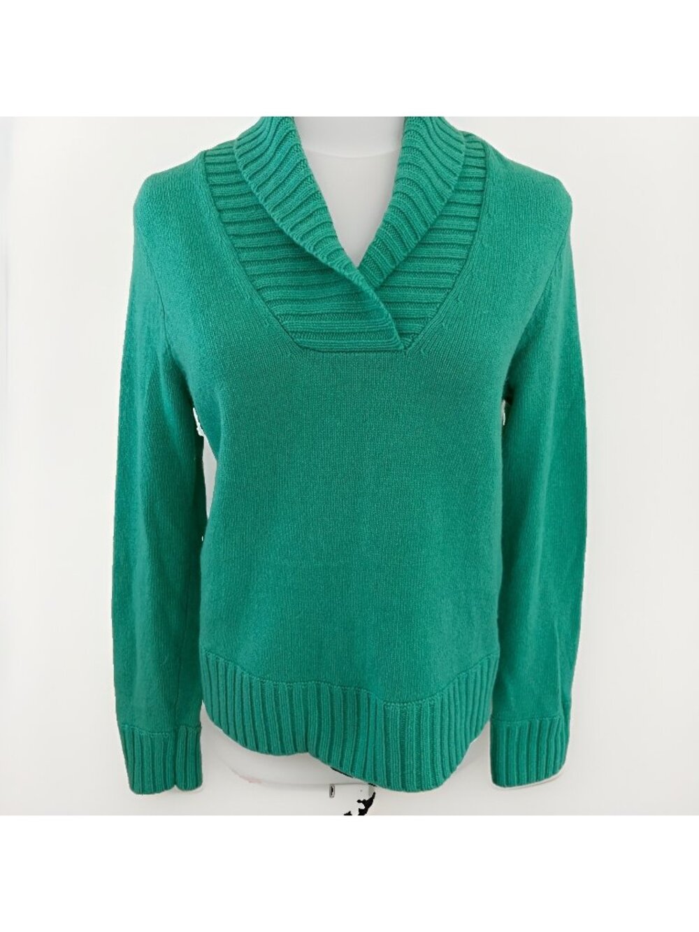 Jones NY Shawl Collar Sweater Women's Size PS Kelly Green Wool Cashmere Blend
